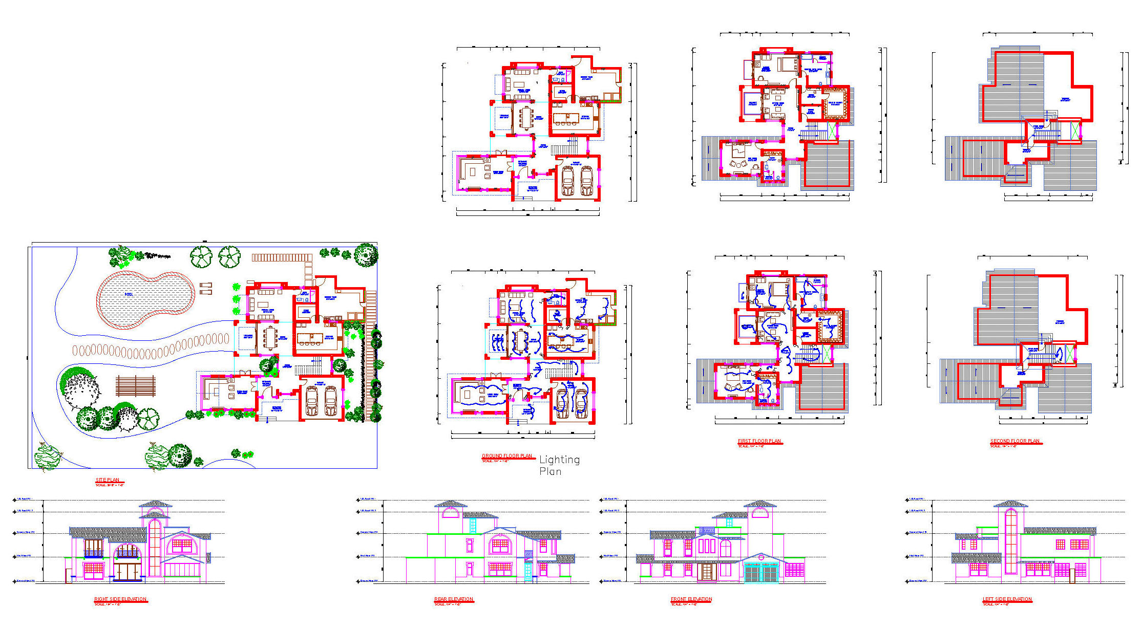 Farmhouse Design DWG with Detailed Elevations and Sections